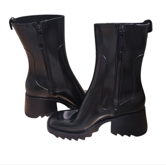 Chloé Betty Black Rubber Rain Boots – Size 41 - Picture 7 of 13